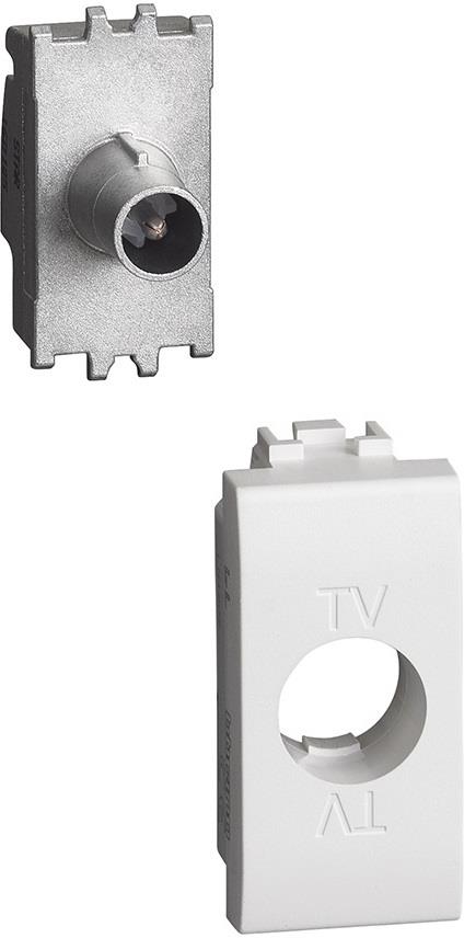 Розетка TV тип коаксиал преходна 1 мод. цвят Бял LL Bticino, BTICINO, N4202P14N