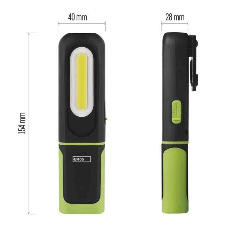 Работна лампа 330lm 45м 3ч зареждаема 1200mAh пластмаса IP43 EMOS, P4537