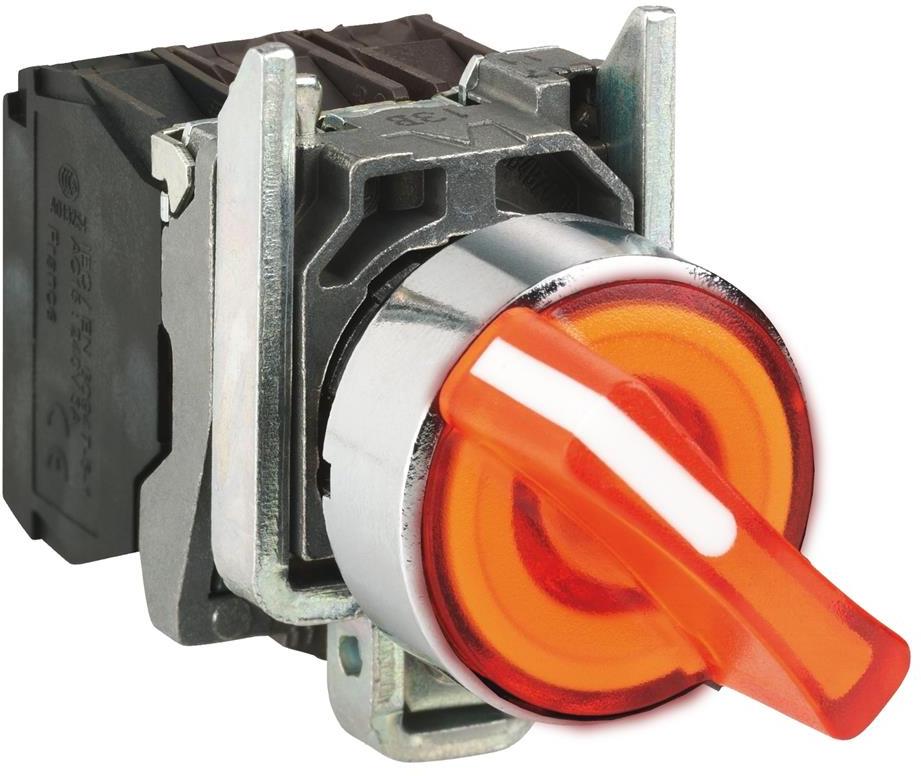 Превключвател оранжев 1-2 1NO-1NC светещ 24Vac/dc Ø22mm XB4 SE, SCHNEIDER ELECTRIC НИСКО НАПРЕЖЕНИЕ, XB4BK125B5