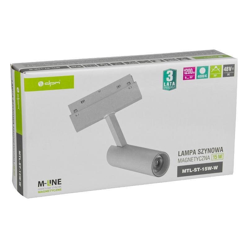 Магнитна лампа за релсова система M-LINE, бяла, 15 W, 1200 lm, 4000 K, DPM, MTL-ST-15W-W