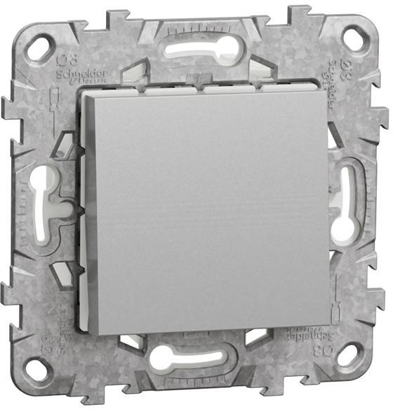 Девиаторен ключ IP44 с носеща рамка 2 мод. цвят Алуминий Unica SE, SCHNEIDER ELECTRIC, NU528230