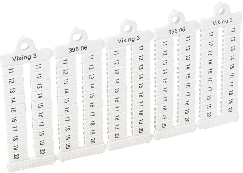 Етикет 5мм за редова клема Viking 11...20 /100 бр. блистер/ Legrand, LEGRAND НИСКО НАПРЕЖЕНИЕ, 39506
