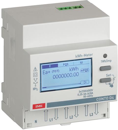 Трифазен мерител за ДИРЕКТНО мерене на ел. енергия Conto D4-Pd, Modbus, 2 тарифи, за DIN монтаж 4 мод, 63A, IME, LEGRAND НИСКО НАПРЕЖЕНИЕ, CE4DF3DTCL1