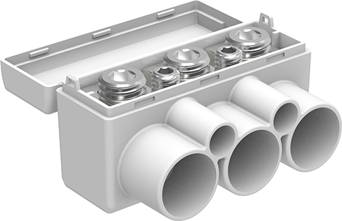 Клема изолирана СИВА SLT50-3-2 Al 3x 16-50 / Cu 3x 2.5-35 + 2x 1.5-6 mm² 145/135A 1000V MOREK, MAS3051A10