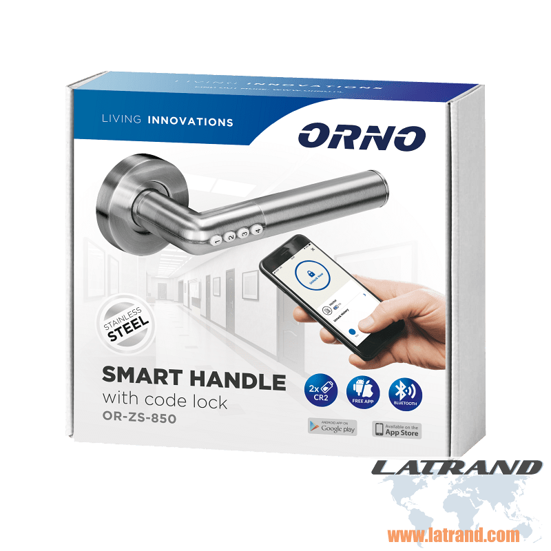 Интелигентна дръжка с кодова брава IP44, освобождава се с PIN и Bluetooth - OR-ZS-850, ORNO