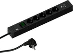 Разклонител ЧЕРЕН 5x2P+E с кабел 2 метра, копче, с USB A+A 3A 15W CONNECT LINE, Bachmann, BACHMANN, B420.0021
