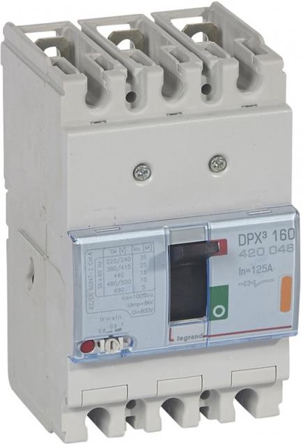 Автомат DPX3 160 TM 3P 125A 25кA регулируем (In x 0.8...1) Legrand, LEGRAND НИСКО НАПРЕЖЕНИЕ, 420046