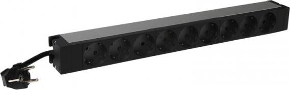 Разклонител PDU 19" 1U 9x ШУКО, с кабел 3м и щепсел универсален 16A, Legrand, LEGRAND, 646812