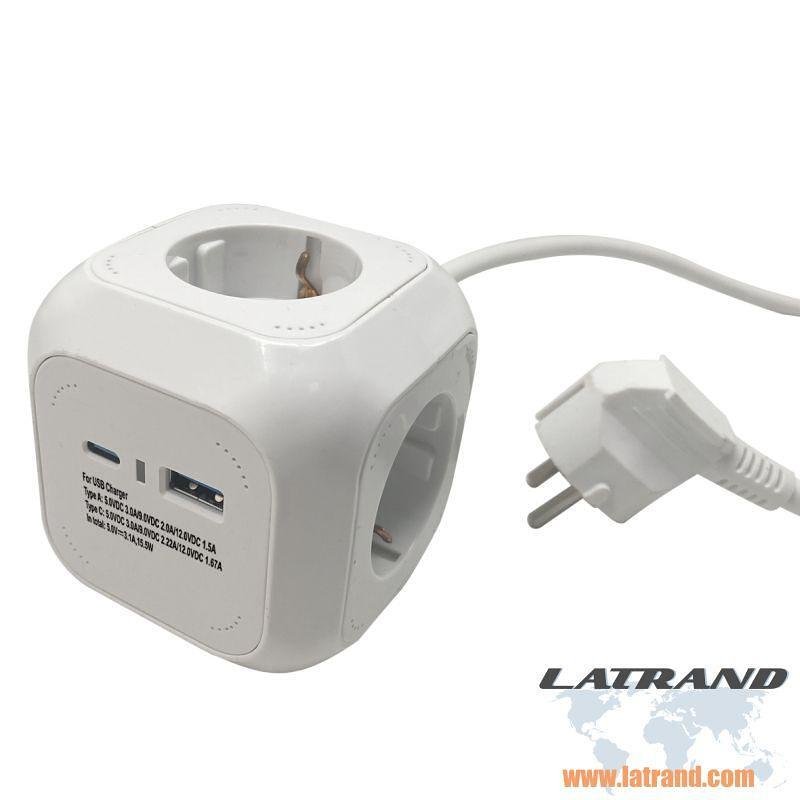 РАЗКЛОНИТЕЛ "КУБ" С 4 ГНЕЗДА USB + TYPE C KONEKTO, KN41092