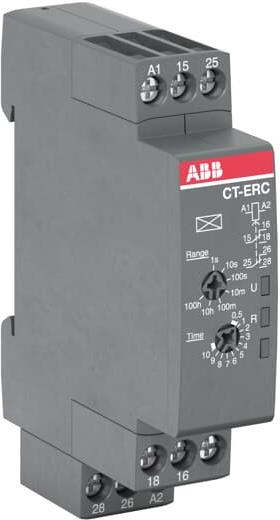 Реле за време, закъснение при включване, CT-ERC, 7x 0.05s...100h, 2c/o 4A, 24...240Vac ABB, 1SVR508100R0100