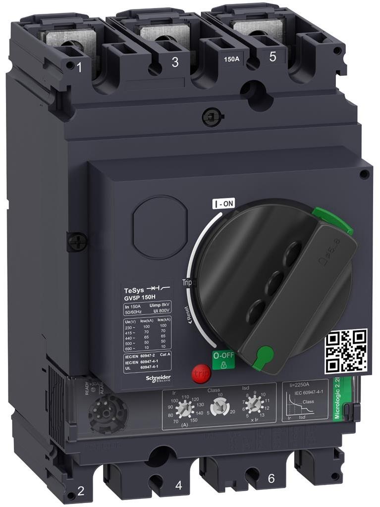 Моторна защита TeSys GV5P 75kW TM 70…150A 70kA SE, SCHNEIDER ELECTRIC НИСКО НАПРЕЖЕНИЕ, GV5P150H