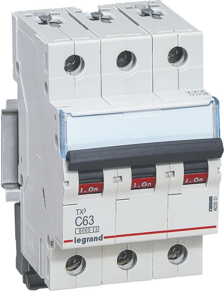 Автоматичен прекъсвач TX3 3P 63A крива С 6kA Legrand, LEGRAND НИСКО НАПРЕЖЕНИЕ, 403551