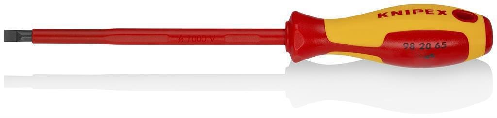 Отвертка шлиц 6.5, VDE 1000V жълто-червена ръкохватка 262мм, Knipex - K982065