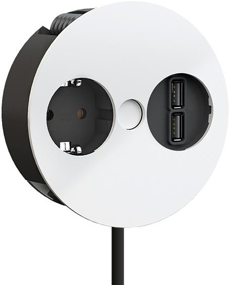 Модул TWIST с 1х Шуко и USB тип A+A, с кабел 2м, цвят Бял, Bachmann, BACHMANN, B931.231