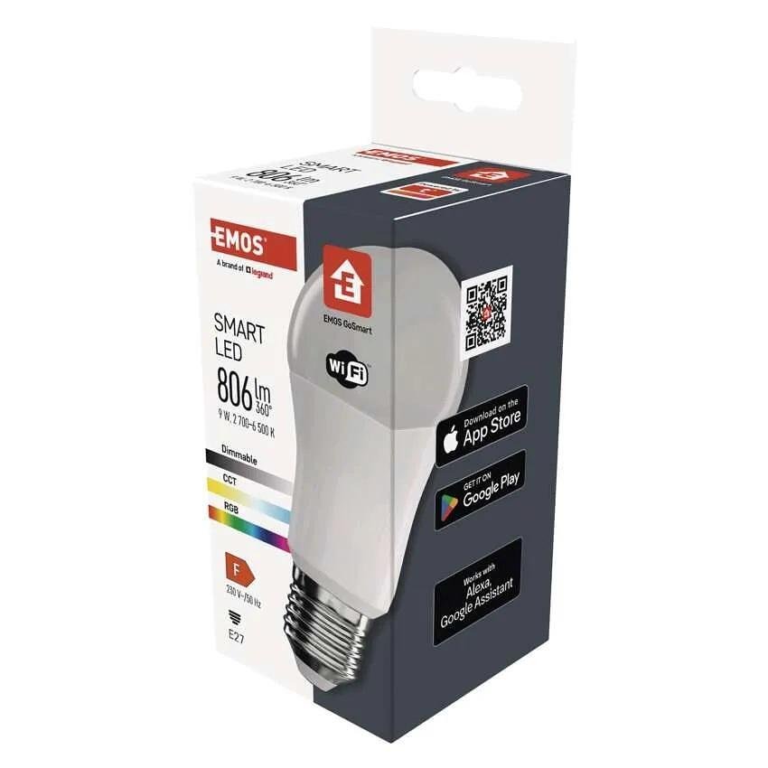 Лампа LED 9W RGBW E27 A60 806lm 200° димируема 20000h Wi-Fi GoSmart EMOS