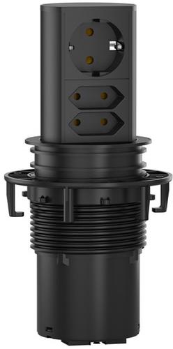 Модул ELEVATOR с 1х Шуко и 2x Евро, с кабел 2м, цвят Черен, Bachmann, BACHMANN, B928.0037