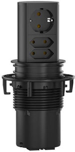 Модул ELEVATOR с 1х Шуко и 2x Евро, с кабел 2м, цвят Черен, Bachmann, BACHMANN, B928.0037