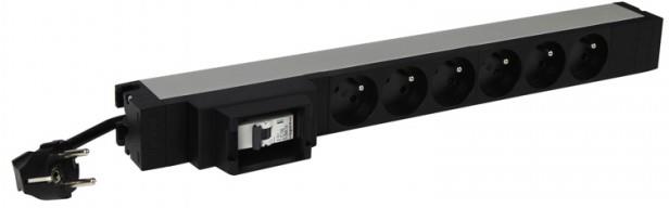 Разклонител PDU 19" 1U 6x ФРЕНСКИ стандарт, с MCB, кабел 3м и щепсел универсален 16A, Legrand, LEGRAND, 646830