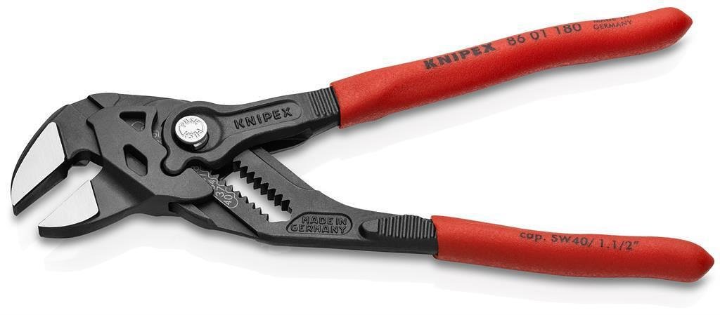 Клещи раздвижени, червена ръкохватка 180мм, Knipex - K8601180