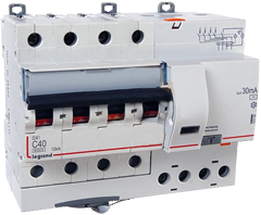 ДТЗ комбинирана DX3 4P 40A крива C 30mA тип AC 6kA 7 мод. Legrand, LEGRAND НИСКО НАПРЕЖЕНИЕ, 411190