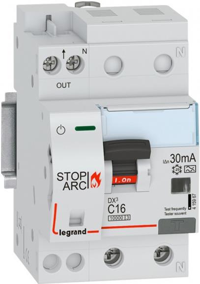 Автоматичен прекъсвач комбиниран AFDD серия DX3 STOP ARC 1P+ND крива C 16A 30MA, LEGRAND НИСКО НАПРЕЖЕНИЕ, 415967