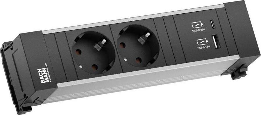 Модул за POWER FRAME 3M с 2х Шуко и USB тип A+C, цвят Черен, Bachmann, BACHMANN, B916.501