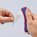 Сгъваем нож за електротехници, синьо-червена ръкохватка 120мм, Knipex - K162050SB