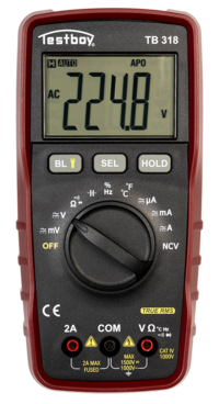 Дигитален мултицет за фотоволтаици T-RMS CAT IV 0...1500Vac/dc, 0...2A, LCD и звук, Testboy 318, TESTBOY, 4028532203184