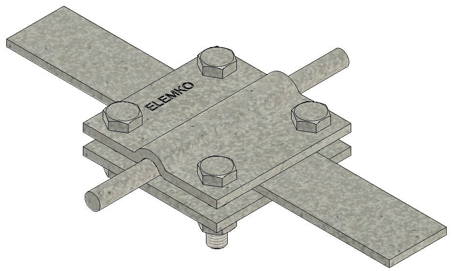 Клема за кръгъл проводник Ø8–10мм и шина 20-40мм 2 пластини 70x70мм Elemko, ЗАЗЕМЛЕНИЕ И МЪЛНИЕЗАЩИТА, 6201040-71
