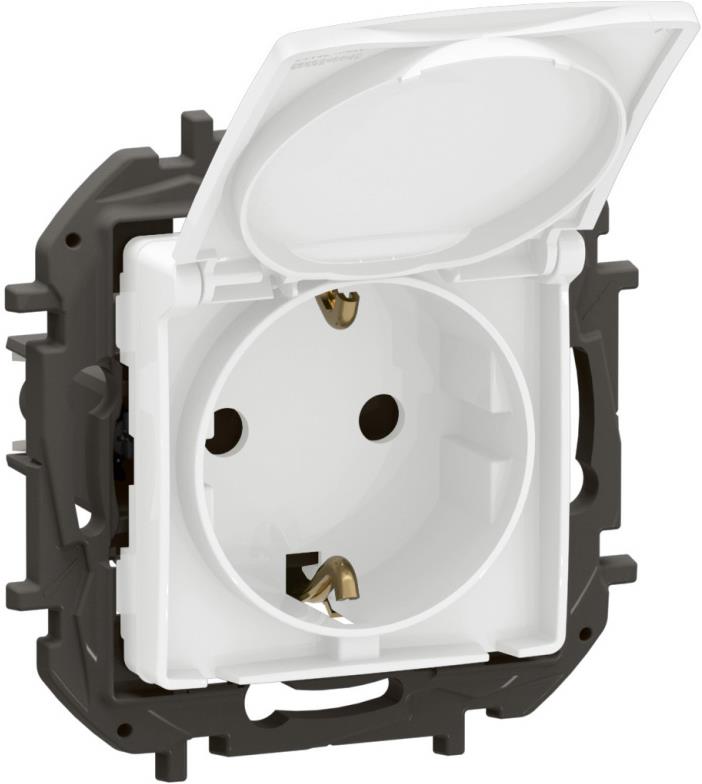 Контакт ШУКО 16A с капак и детска защита цвят Бял Niloe New Legrand, LEGRAND, NP3129WH