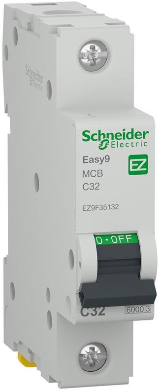 Автоматичен прекъсвач Easy 9 1P 32A крива C 6kA SE, SCHNEIDER ELECTRIC НИСКО НАПРЕЖЕНИЕ, EZ9F35132