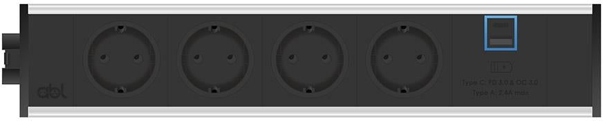Модул Link 5M с 4х Шуко и USB тип A+C, цвят Черен, ABL, ABL Сърбия, 2M20F4A3