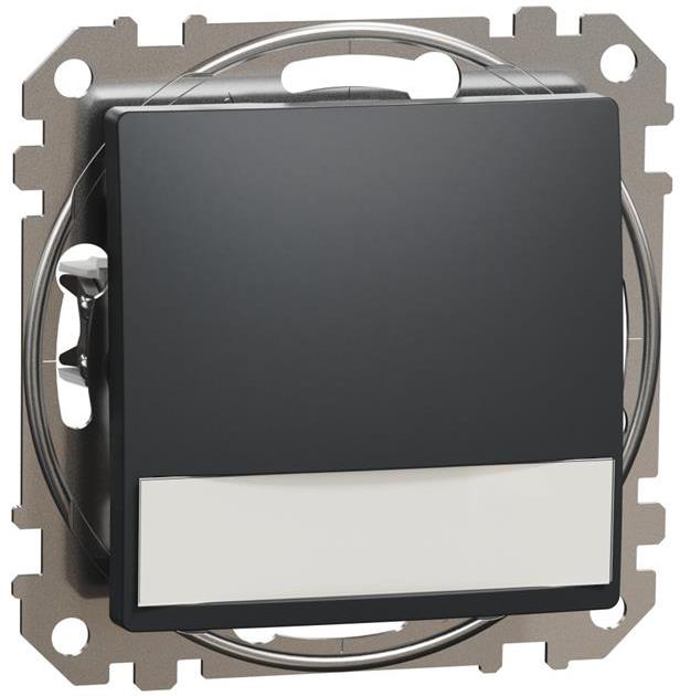 Бутон с подсветка 12V и етикет цвят Антрацит Sedna SE, SCHNEIDER ELECTRIC, SDD114143L