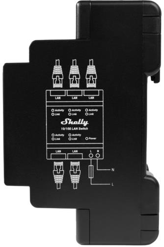 Мрежов комутатор, 5x 10/100 Mbps, за DIN монтаж, 110...230Vac, Shelly LAN Switch - 266830, SHELLY