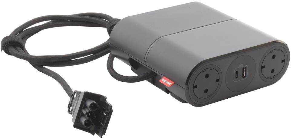 Разклонител 4x Шуко и USB тип A+C, удължител 1.5m с GST18, цвят ЧЕРЕН Incara Link'On Legrand, LEGRAND, 654889