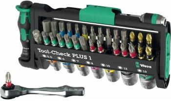 Комплект тресчотка ¼" и отвертка, с вложки, адаптер и битове, Tool-Check Plus 1 Wera, WERA, W049055