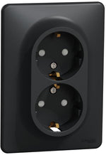 Контакт шуко ДВОЕН моноблок цвят Антрацит Sedna SE, SCHNEIDER ELECTRIC, SDD314221