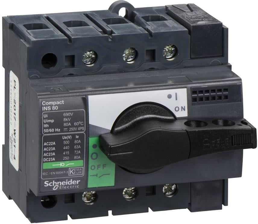 Товаров прекъсвач INS80 3P 80A, за DIN монтаж, с ръкохватка SE, SCHNEIDER ELECTRIC НИСКО НАПРЕЖЕНИЕ, 28904