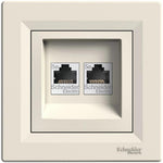 Розетка 2xRJ45 UTP cat.5e моноблок цвят Крем Asfora SE, SCHNEIDER ELECTRIC, EPH4400123