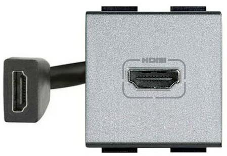 Розетка HDMI с кабел 15см 2 мод. цвят Алуминий LL Bticino, BTICINO, NT4284