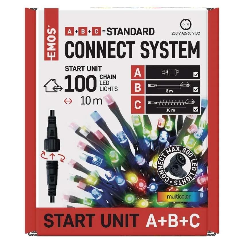 Комплект коледни лампички 100x LED многоцветни 10м IP44 с таймер CONNECT EMOS - D1AM01