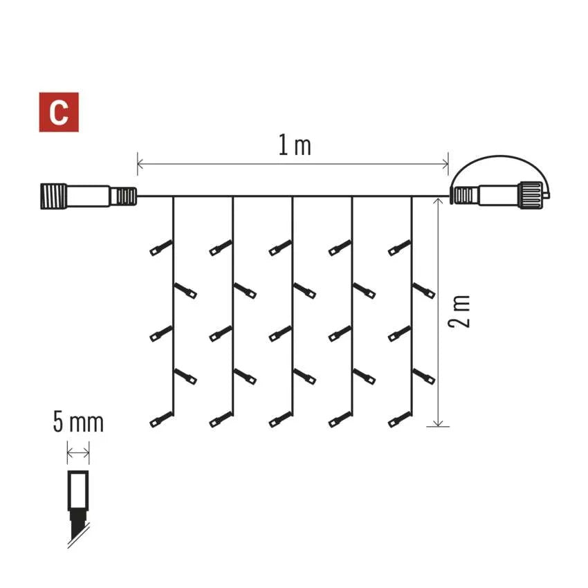 Коледни лампички разширение 100x LED топла светлина 1x2м IP44 CONNECT EMOS, D1EW01