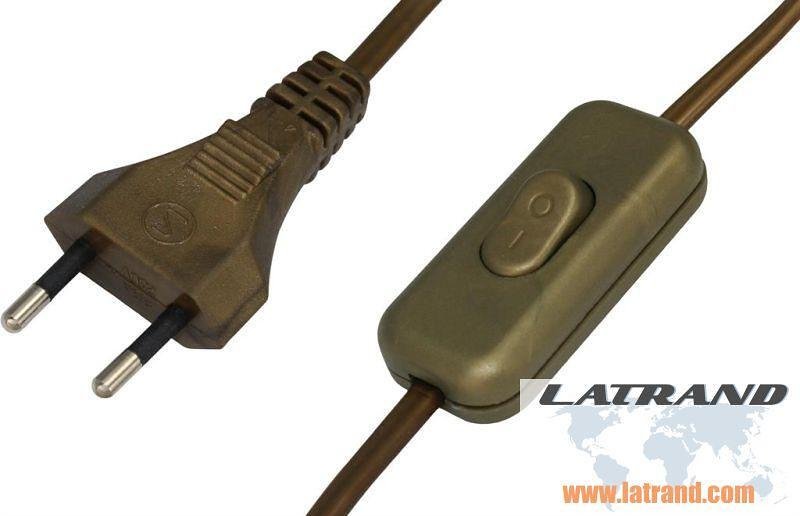 Кабел за нощна лампа 2 метра златист с ключе 2,5А Commel - C0128