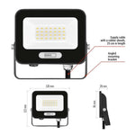 Прожектор LED 20W 4000K 2000lm 120° x 120° 20000h IP65 черен GLARO EMOS, ZS2224B