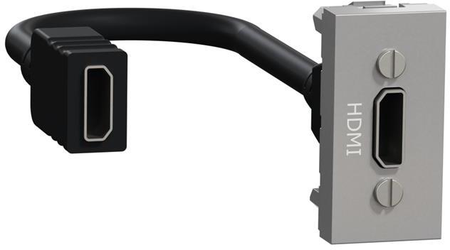 Розетка HDMI с кабел 15см. 1 мод. цвят Алуминий Unica SE, SCHNEIDER ELECTRIC, NU343030