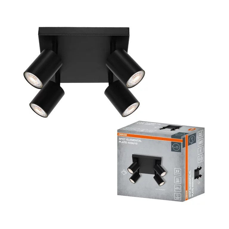LED ОСВЕТИТЕЛНО ТЯЛО SPOT ELEMENTAL BLACK 4XGU10 PLATE BLACK LEDVANCE
