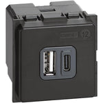 Розетка 2xUSB за зареждане тип A+C 3A 15W 2 мод. Living Now Bticino - K4287C2