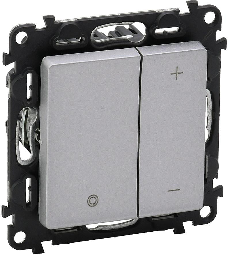 Димер бутонен R=3-400W L=3-400VA LED=3-125VA цвят алуминий Valena Life Legrand, LEGRAND, 752362A
