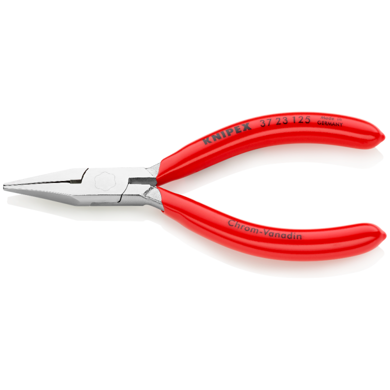 Клещи с тънък връх за електроника, червена ръкохватка 125мм, Knipex, KNIPEX, K3723125