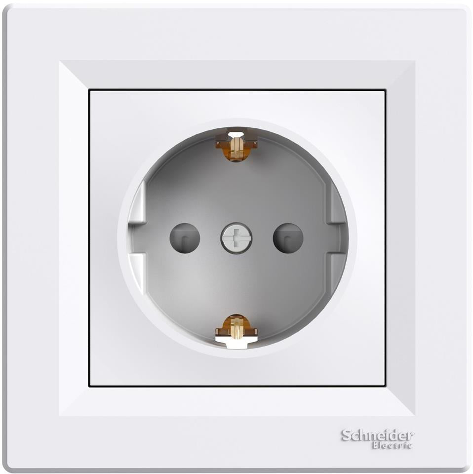 Контакт ШУКО 16A с детска защита моноблок цвят Бял Asfora SE, SCHNEIDER ELECTRIC, EPH2900221